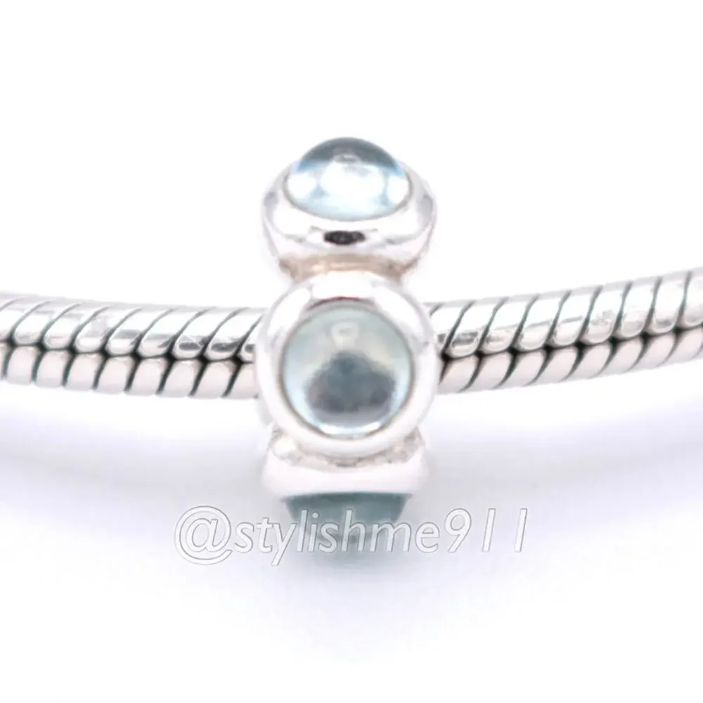 Rare Authentic Pandora Blue Topaz Cabochon Charm - 790538BTP - Picture 3 of 9